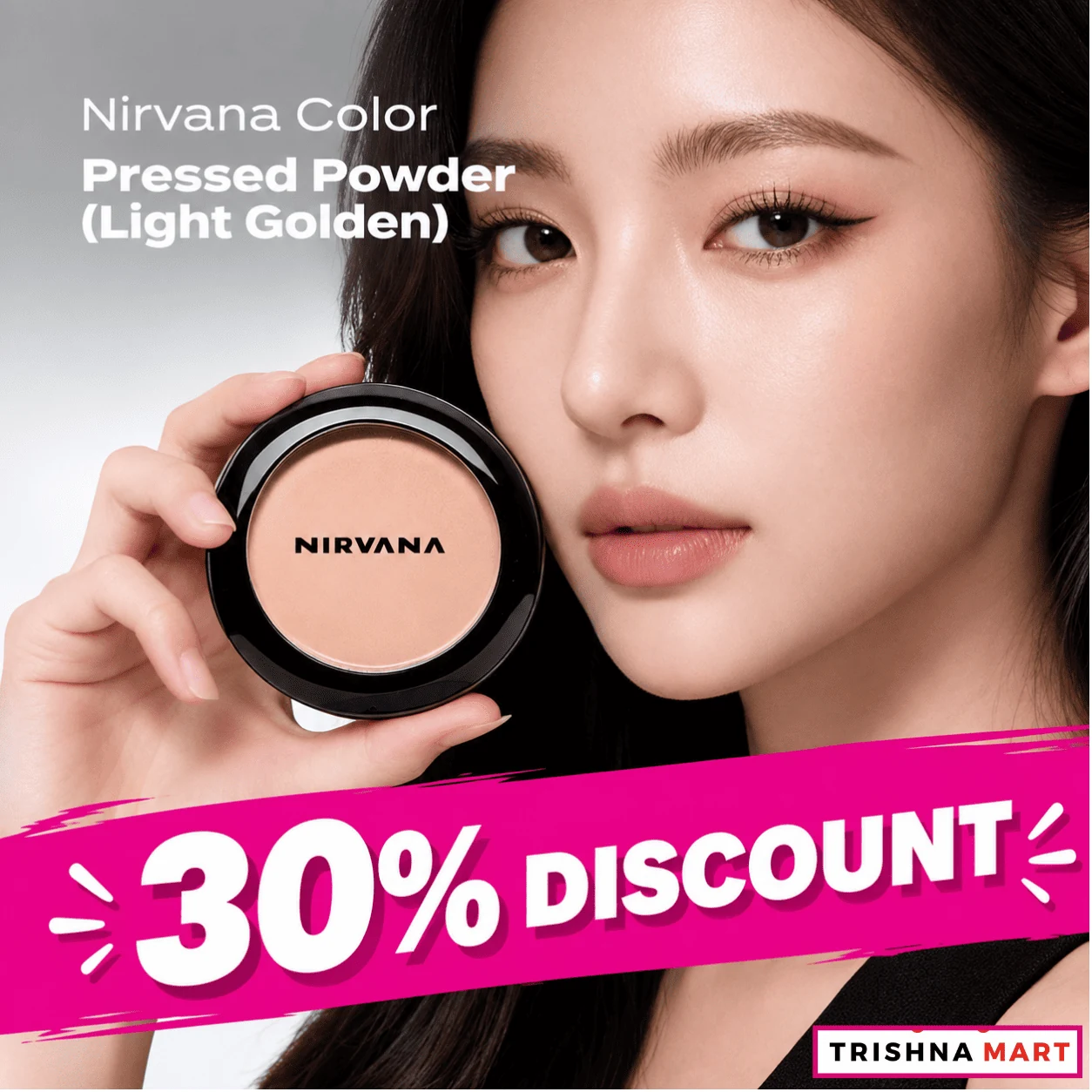 Nirvana Color Mattifying & Proless Pressed Powder – Light Golden